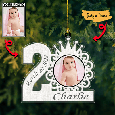 Custom Baby Cute Frame with Photo Merry Christmas Ornament