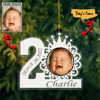 Custom Baby Cute Frame with Photo Merry Christmas Ornament