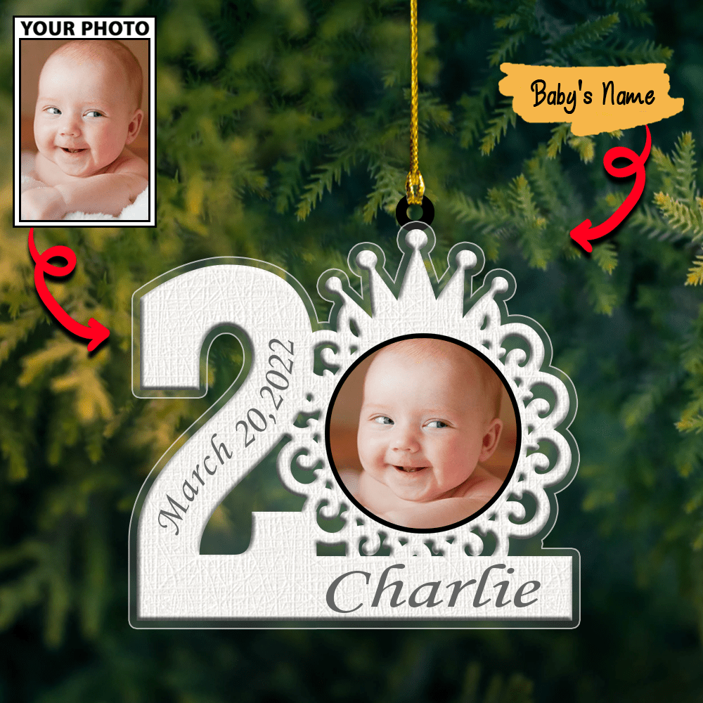 Custom Baby Cute Frame with Photo Merry Christmas Ornament