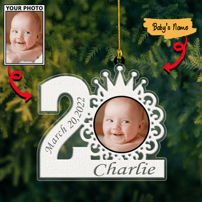 Custom Baby Cute Frame with Photo Merry Christmas Ornament