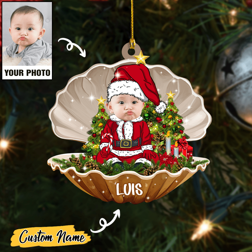 Custom Baby Santa Photo Ornament for Merry Christmas