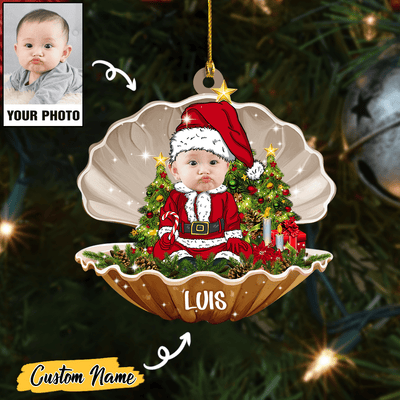 Custom Baby Santa Photo Ornament for Merry Christmas