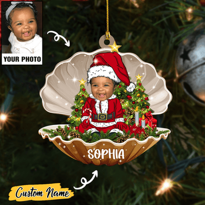 Custom Baby Santa Photo Ornament for Merry Christmas