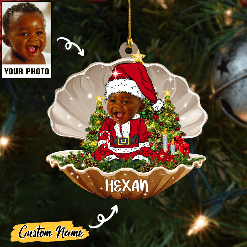 Custom Baby Santa Photo Ornament for Merry Christmas