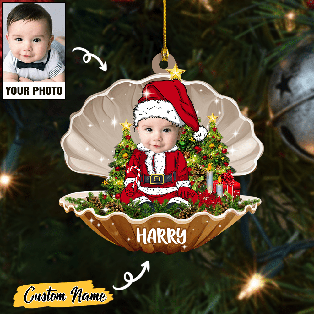 Custom Baby Santa Photo Ornament for Merry Christmas