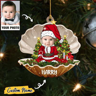 Custom Baby Santa Photo Ornament for Merry Christmas
