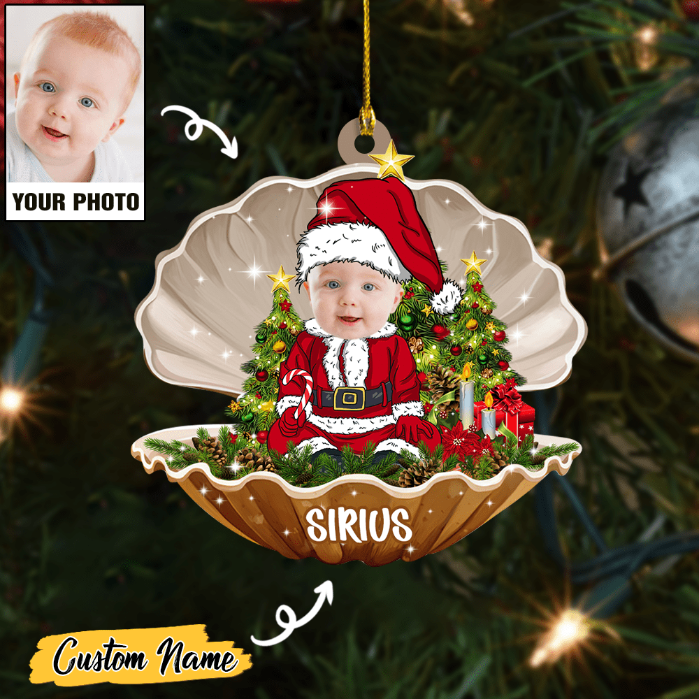 Custom Baby Santa Photo Ornament for Merry Christmas