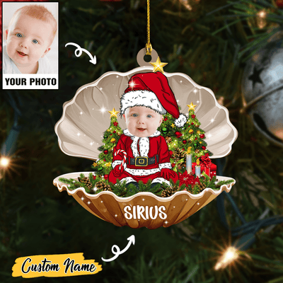 Custom Baby Santa Photo Ornament for Merry Christmas