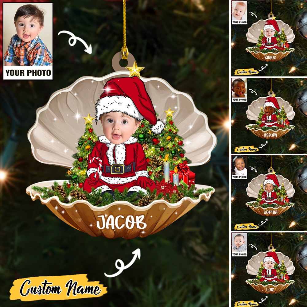 Custom Baby Santa Photo Ornament for Merry Christmas