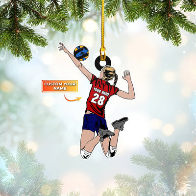 Personalized Volleyball Shaped Flat Ornament for Christmas Gifts and Decorations