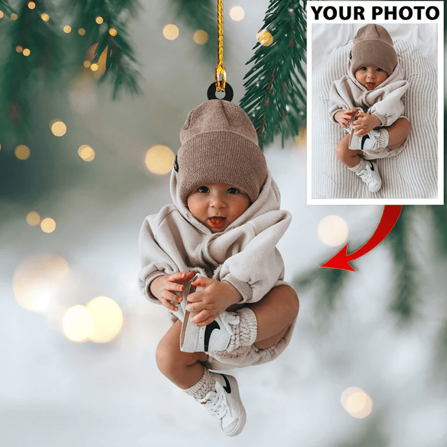 Cute Custom Photo Ornament for Babies: Personalized Keepsake for Newborns, Baby Showers, and First Christmas