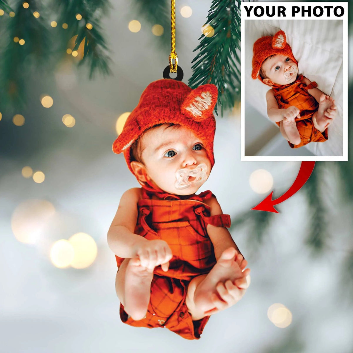 Cute Custom Photo Ornament for Babies: Personalized Keepsake for Newborns, Baby Showers, and First Christmas