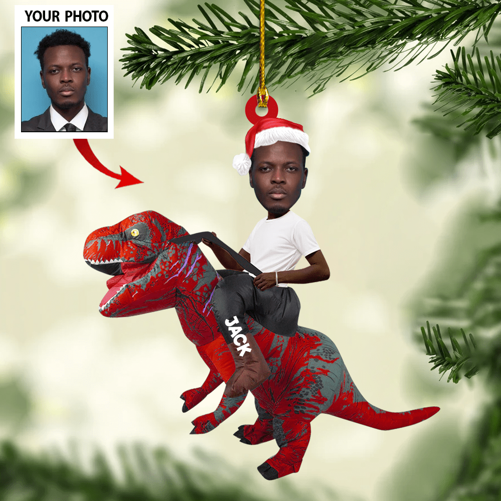 Personalized Dinosaur Custom Photo Funny Ornament - Perfect Christmas Gift for Kids