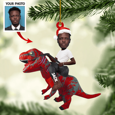 Personalized Dinosaur Custom Photo Funny Ornament - Perfect Christmas Gift for Kids