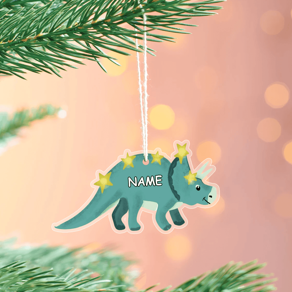 Personalized Dinosaur Ornament for Christmas Tree Decoration - Perfect Gift for Dinosaur Enthusiasts and Kids - Ideal for Holiday Season and Special Occasions