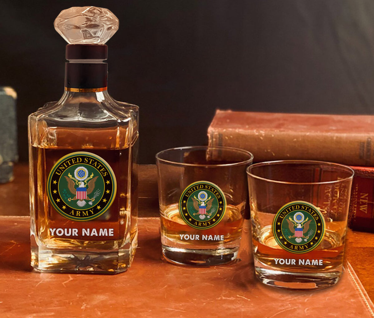 Customized Whiskey Decanter Set for US Branches Veterans