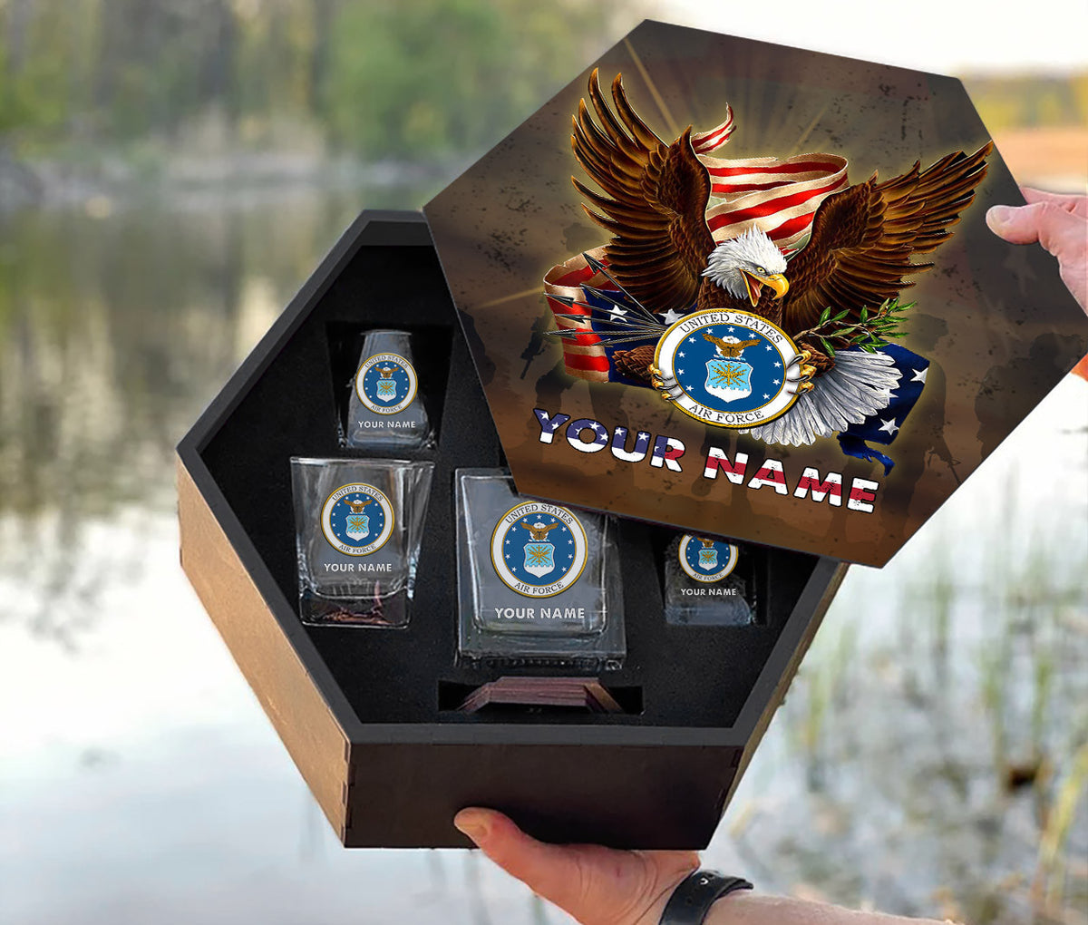 Military Veteran's Personalized Whiskey Decanter Gift Set