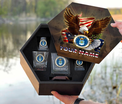 Military Veteran's Personalized Whiskey Decanter Gift Set