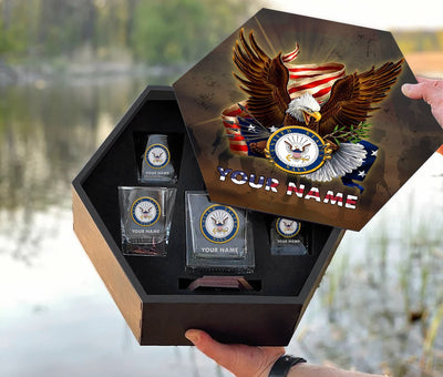 Eagle US Veteran Personalized Whiskey Decander Set