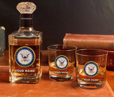 Eagle US Veteran Personalized Whiskey Decander Set