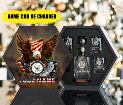 Eagle US Veteran Personalized Whiskey Decander Set