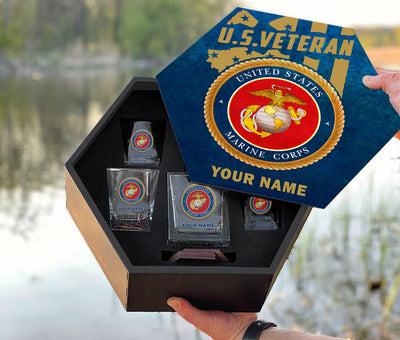 US Veteran Personalized Whiskey Decander Set