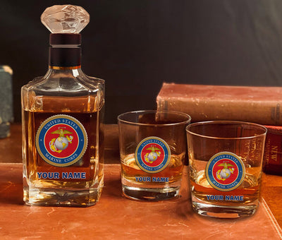 US Veteran Personalized Whiskey Decander Set