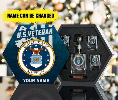 Personalized Military Whiskey Decanter Set for Veteran