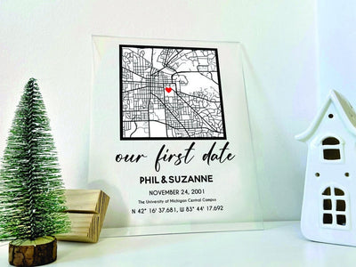 Custom Acrylic Plaque Where We Met Anniversary Gift - Where It All Began, Couple Map, Gift for Her / Him, Personalized Gift Couple Gift