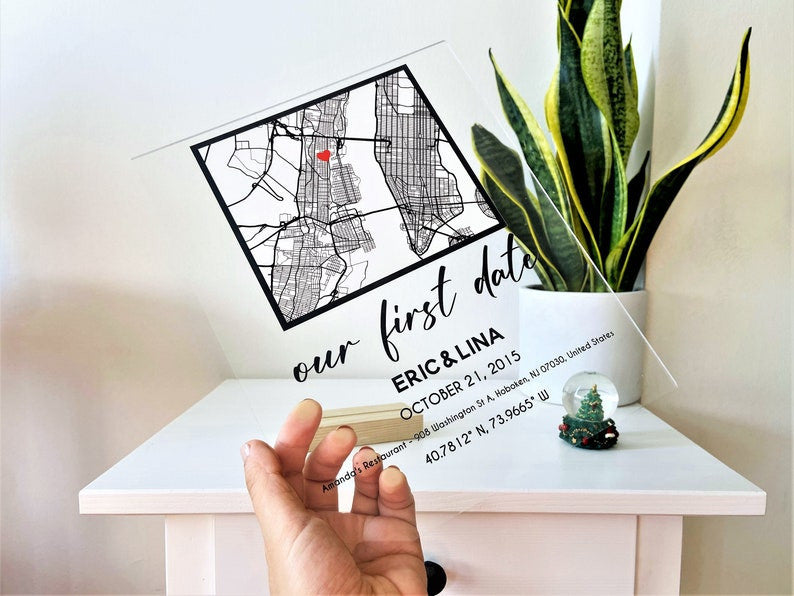 Custom Acrylic Plaque Where We Met Anniversary Gift - Where It All Began, Couple Map, Gift for Her / Him, Personalized Gift Couple Gift