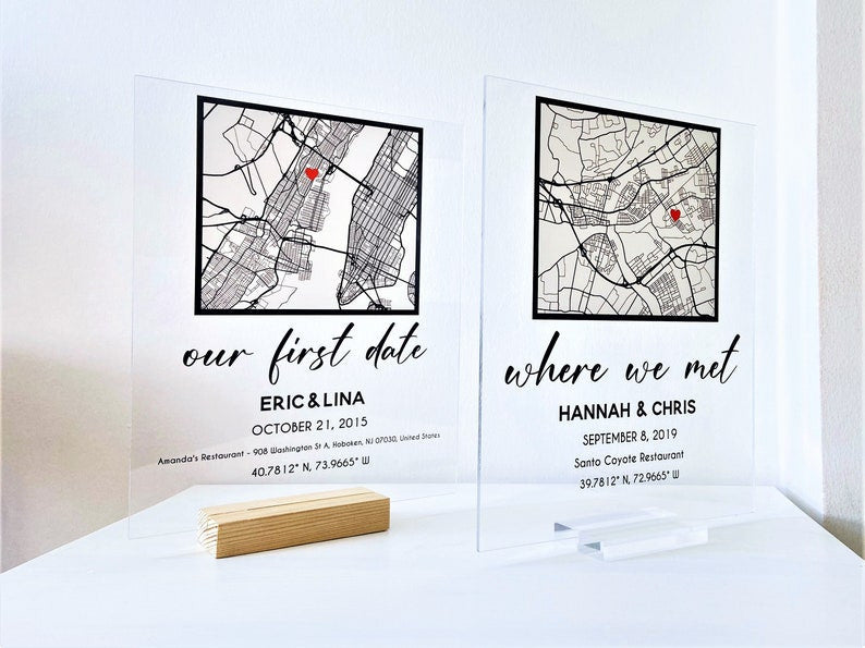 Custom Acrylic Plaque Where We Met Anniversary Gift - Where It All Began, Couple Map, Gift for Her / Him, Personalized Gift Couple Gift