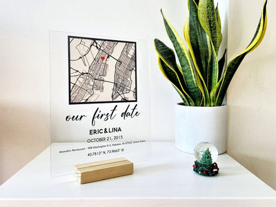 Custom Acrylic Plaque Where We Met Anniversary Gift - Where It All Began, Couple Map, Gift for Her / Him, Personalized Gift Couple Gift