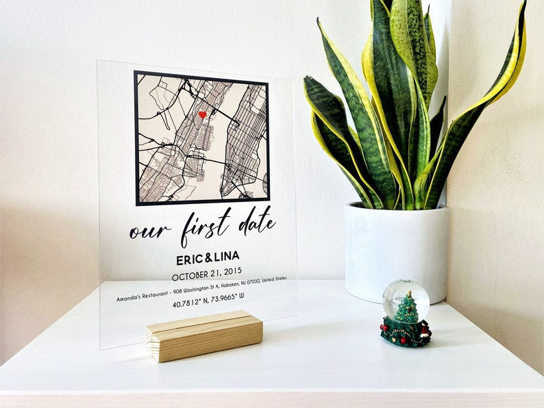 Custom Acrylic Plaque Where We Met Anniversary Gift - Where It All Began, Couple Map, Gift for Her / Him, Personalized Gift Couple Gift