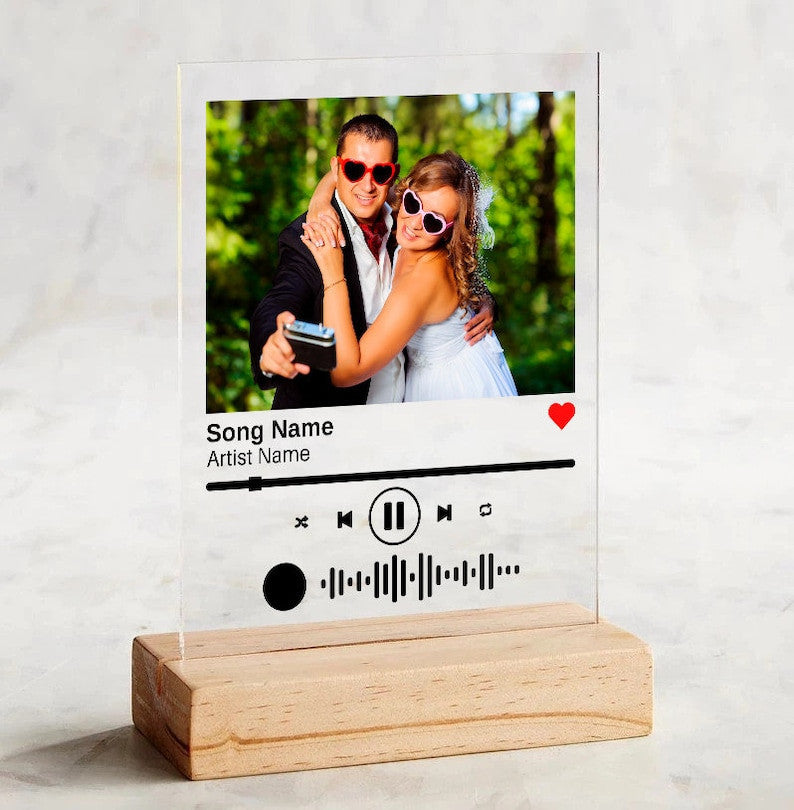 Personalized Music Plaque - Couple Gift, Song Plaque Song Code, Art Music Glass, Gift for Her, Gift for Him