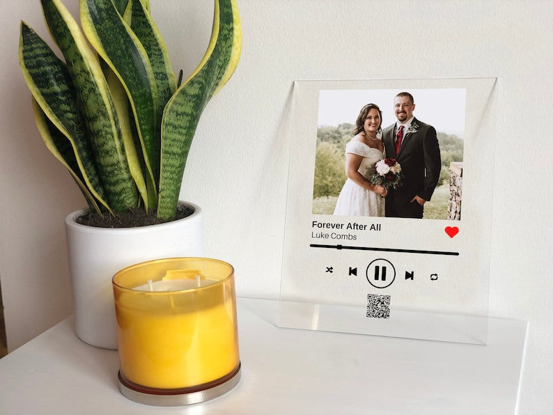 Personalized Music Plaque - Couple Gift, Song Plaque Song Code, Art Music Glass, Gift for Her, Gift for Him