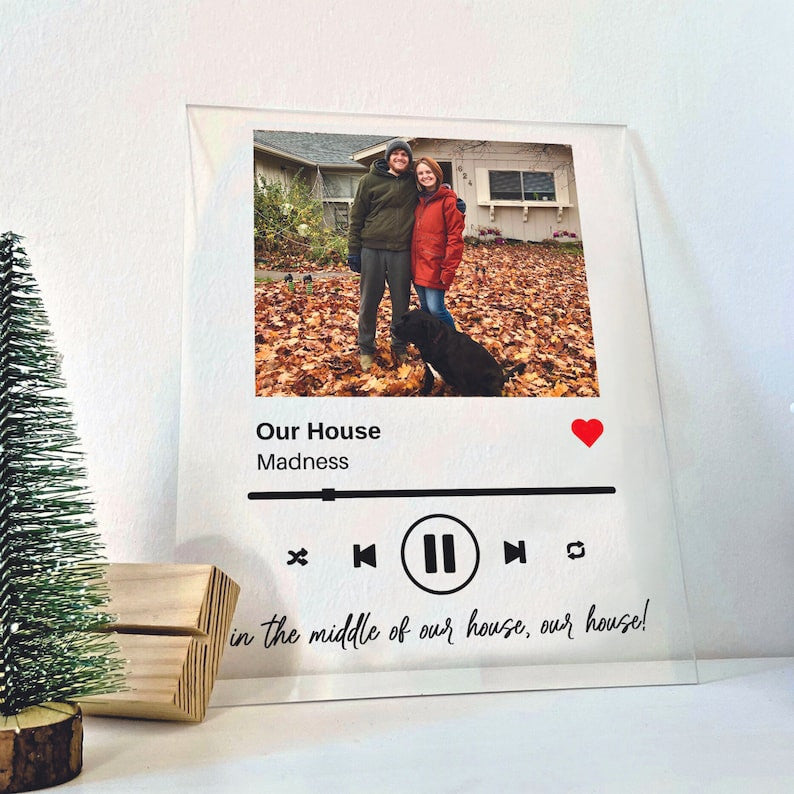 Personalized Song Plaque - First Anniversary Gift for Boyfriend Custom Album Cover Music Plaque, Personalize Photo Gift, Valentine's Day Gift