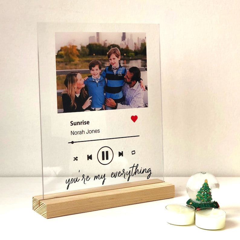 Personalized Song Plaque - First Anniversary Gift for Boyfriend Custom Album Cover Music Plaque, Personalize Photo Gift, Valentine's Day Gift