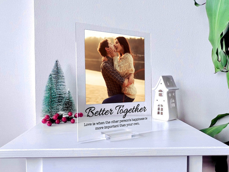 Custom Photo Plaque with Stand - Couple Gift, Gift for Him, Custom Photo Collage, Photo Frame, Last Minute Gift, Valentine Day's Gift