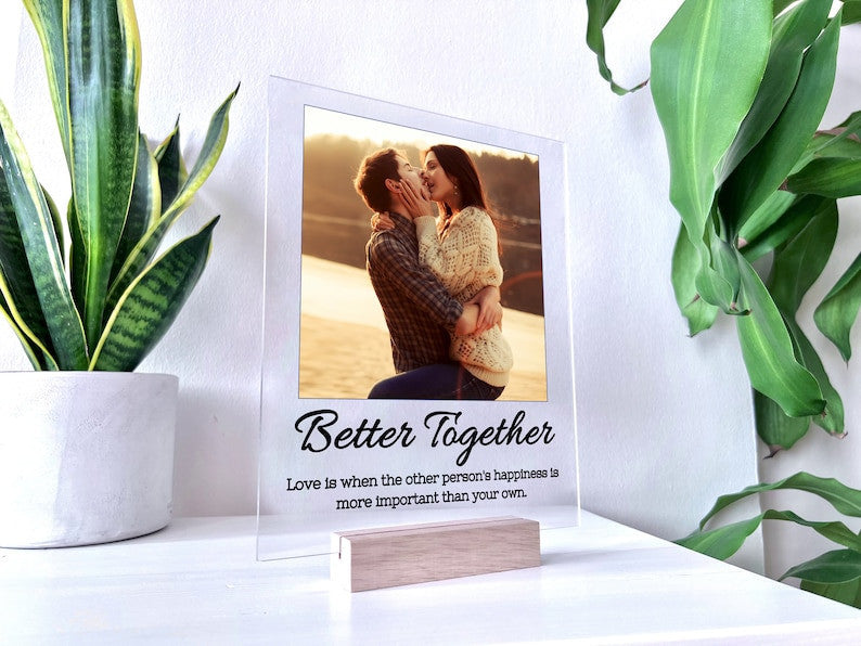 Custom Photo Plaque with Stand - Couple Gift, Gift for Him, Custom Photo Collage, Photo Frame, Last Minute Gift, Valentine Day's Gift