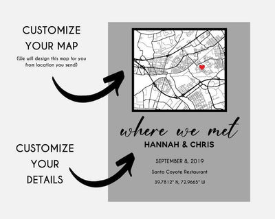 Our First Date Valentines Day Map Plaque - Couple Map, Gift for Her, Acrylic Plaque Couple Gift, Custom Locaiton, Valentine Gift