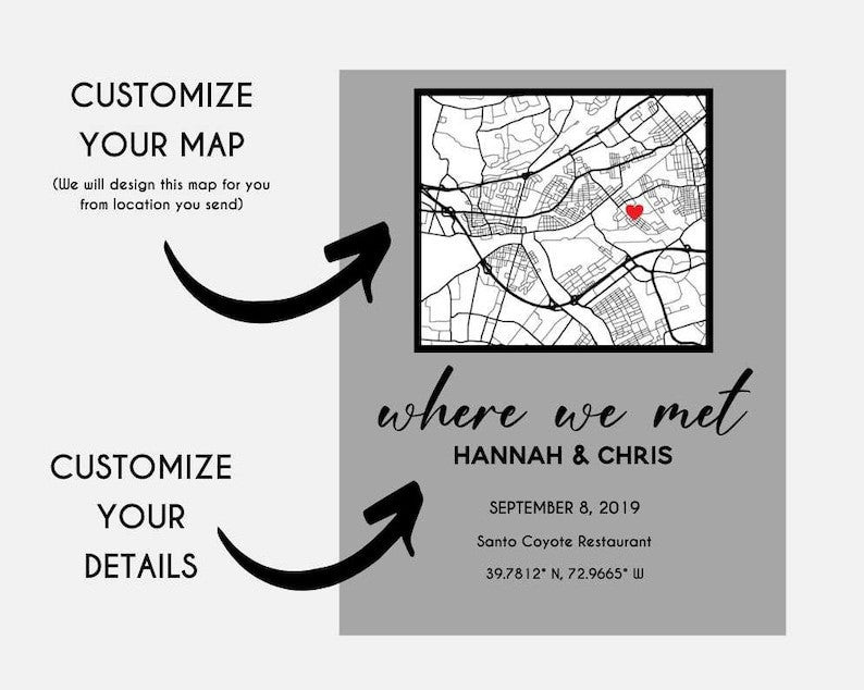 Our First Date Valentines Day Map Plaque - Couple Map, Gift for Her, Acrylic Plaque Couple Gift, Custom Locaiton, Valentine Gift