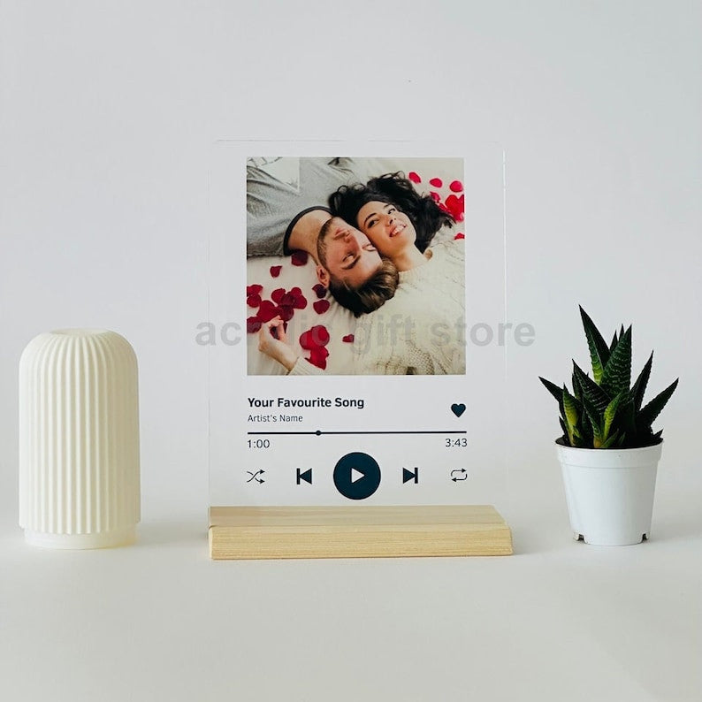 Personalized Music Plaque With Stand, Custom Album Cover Song Plaque, Anniversary Gift for Him, Couples Gift, Personalized Valentine gift