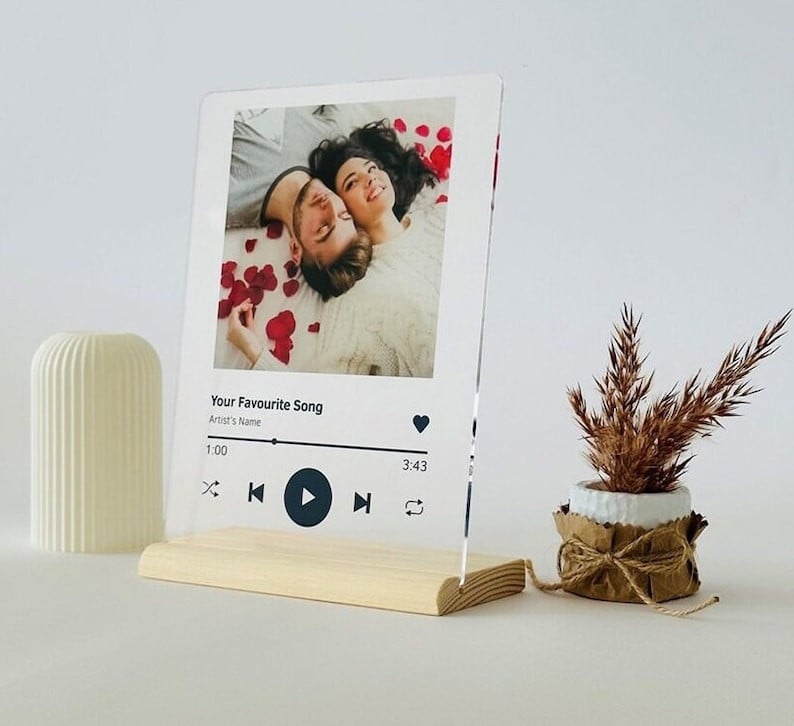 Personalized Music Plaque With Stand, Custom Album Cover Song Plaque, Anniversary Gift for Him, Couples Gift, Personalized Valentine gift