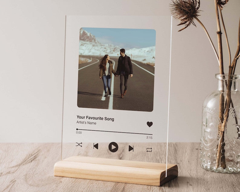 Personalized Music Plaque with Stand | Christmas Gifts for Him | Gift for Mom& Dad | Custom Picture Acrylic Song Plaque | Couple Gifts