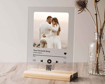 Personalized Music Plaque with Stand | Christmas Gifts for Him | Gift for Mom& Dad | Custom Picture Acrylic Song Plaque | Couple Gifts