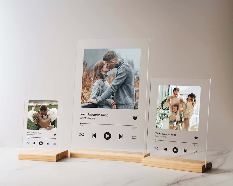 Personalized Music Plaque with Stand | Christmas Gifts for Him | Gift for Mom& Dad | Custom Picture Acrylic Song Plaque | Couple Gifts