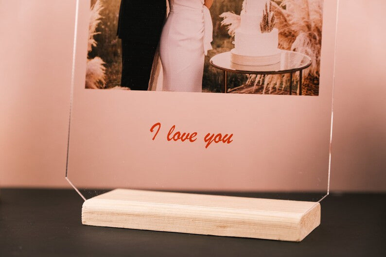 Personalized Acrylic Photo Plaque Gift for Husband and Wife, Bridal Shower Gift, Memorial Wedding Decor Anniversary Day Gift, Valentine's Day Gift
