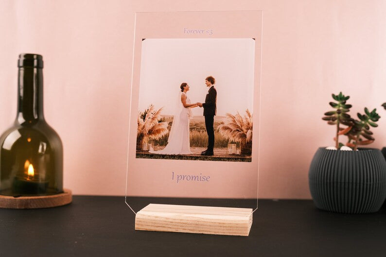 Personalized Acrylic Photo Plaque Gift for Husband and Wife, Bridal Shower Gift, Memorial Wedding Decor Anniversary Day Gift, Valentine's Day Gift