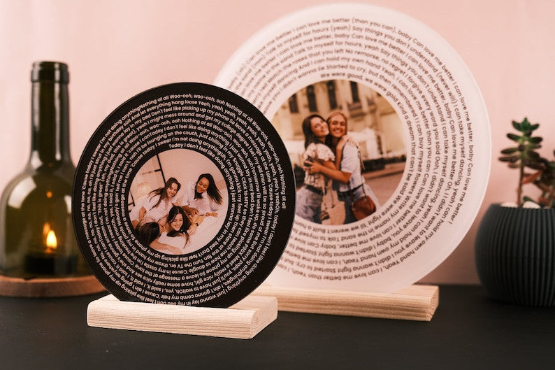 Favourite Song Lyrics Acrylic Photo Personalized Plaque, Valentines Day Gift, Music Photo Frame, Lyrics Circle, Our Song Gift, Bedroom Decor