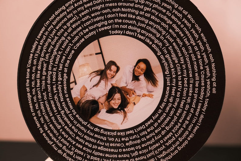 Favourite Song Lyrics Acrylic Photo Personalized Plaque, Valentines Day Gift, Music Photo Frame, Lyrics Circle, Our Song Gift, Bedroom Decor
